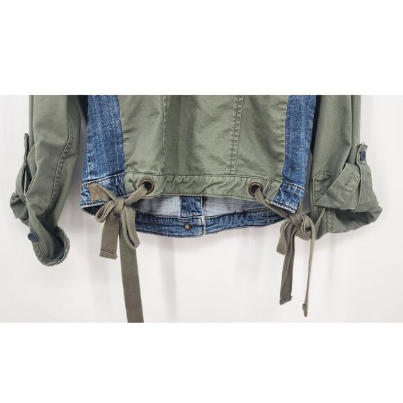 Pilcro And The Letter Press Denim Military Mix Green Blue Jacket Size XS - Picture 10 of 14